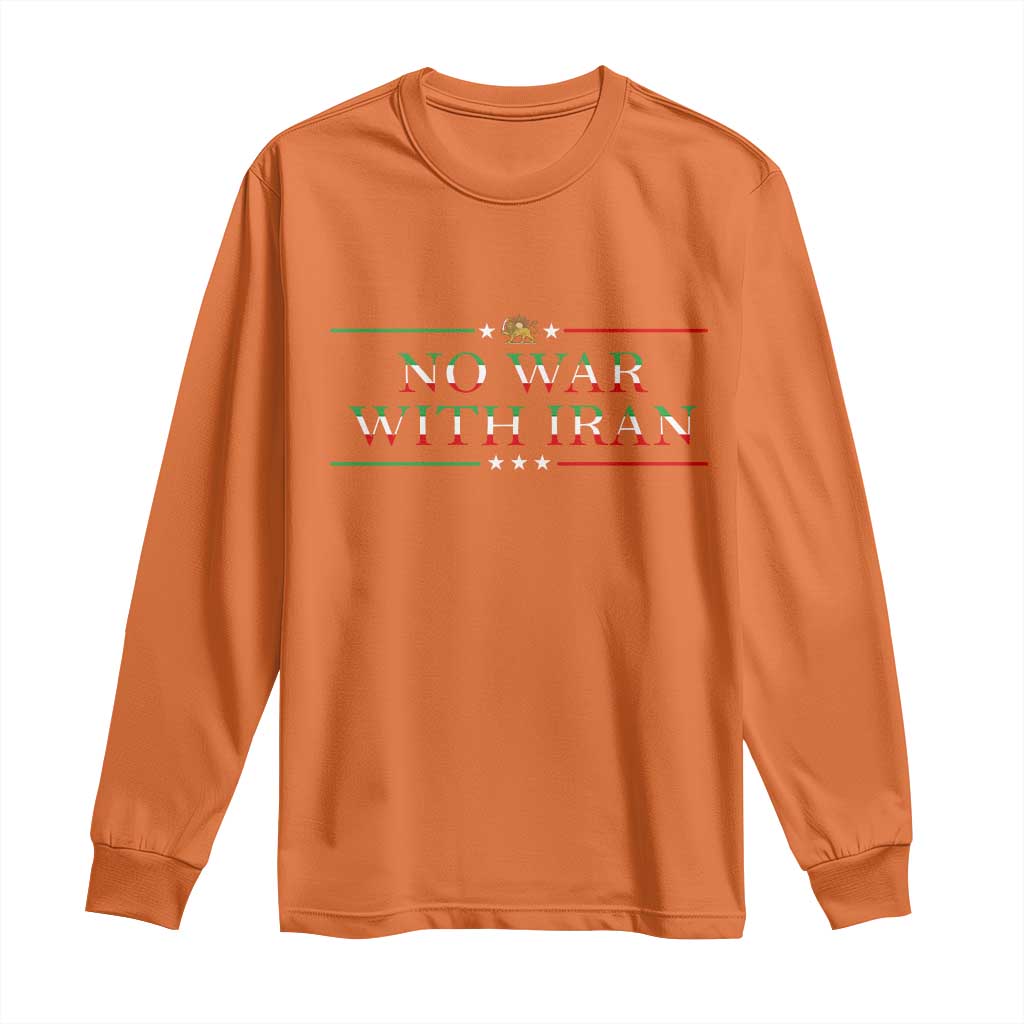 No War With Iran Peace Statement Gift Long Sleeve Shirt