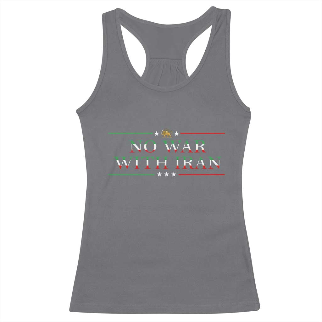 No War With Iran Peace Statement Gift Racerback Tank Top