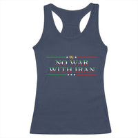 No War With Iran Peace Statement Gift Racerback Tank Top