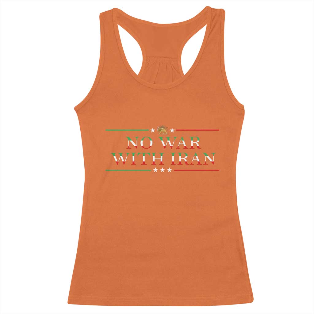 No War With Iran Peace Statement Gift Racerback Tank Top
