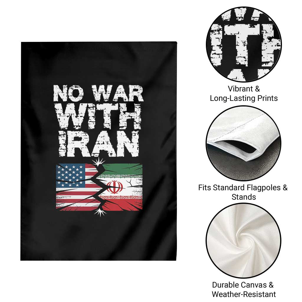 No War With Iran Garden Flag Support Iranian People Peace