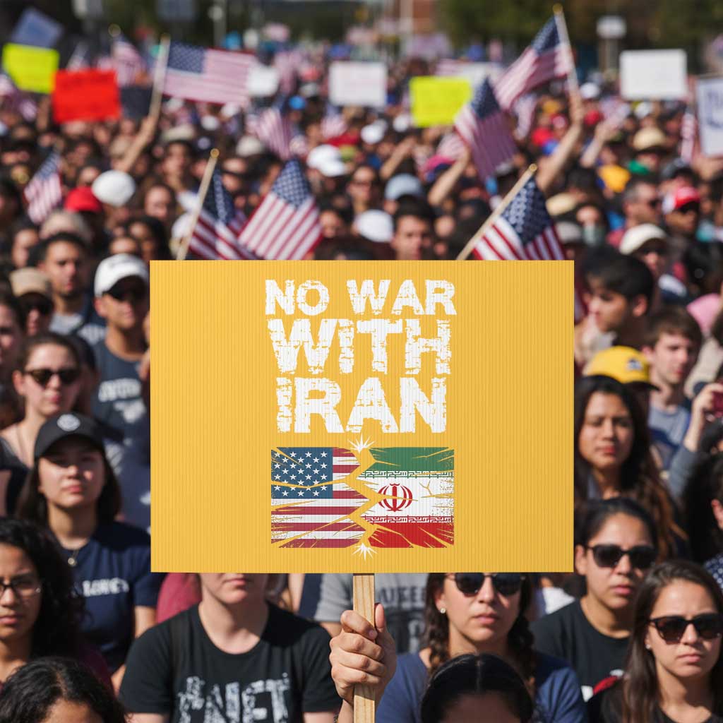 No War With Iran Protest Sign Support Iranian People Peace