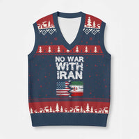 No War With Iran V-Neck Knit Sweater Vest Support Iranian People Peace