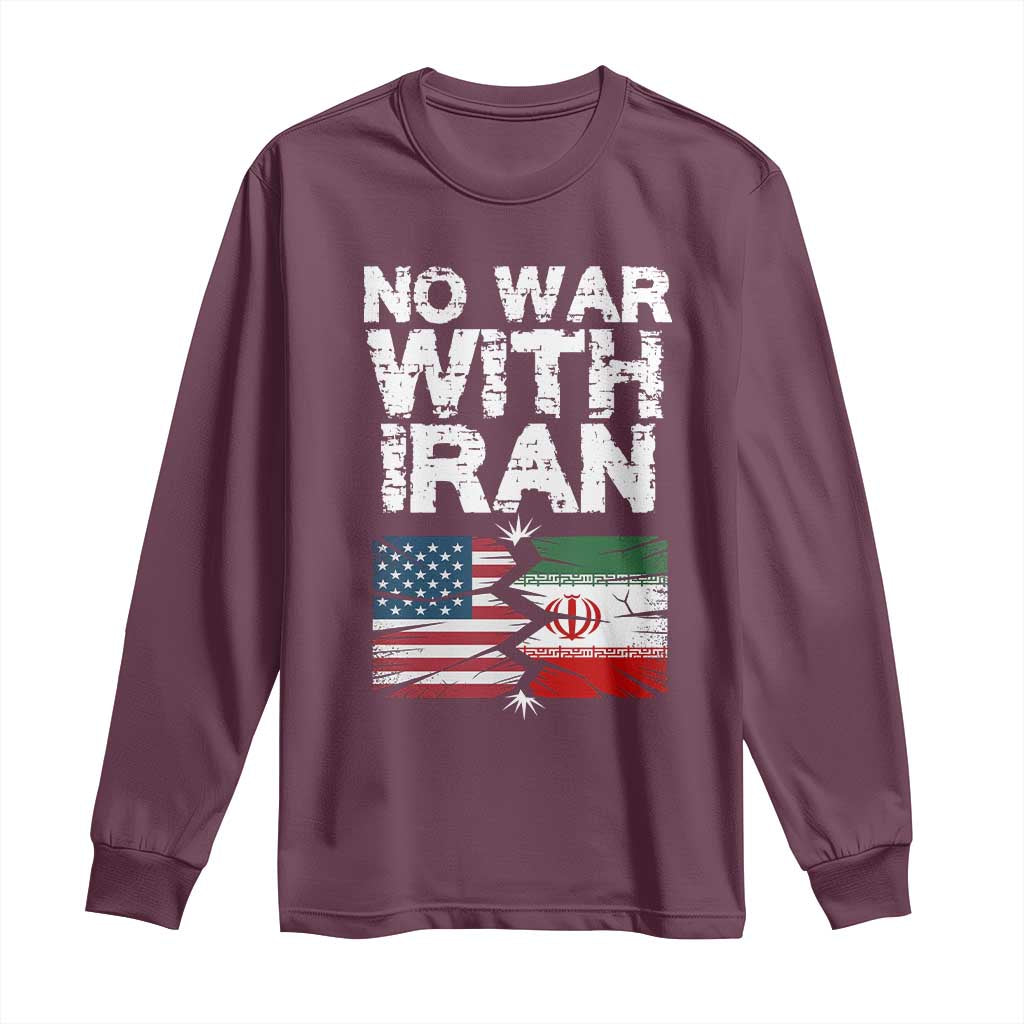 No War With Iran Long Sleeve Shirt Support Iranian People Peace