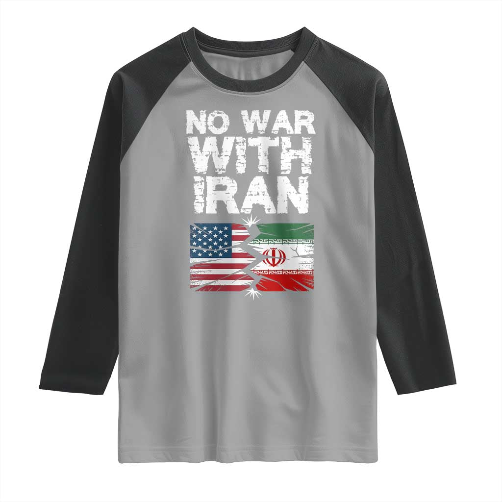No War With Iran Raglan Shirt Support Iranian People Peace