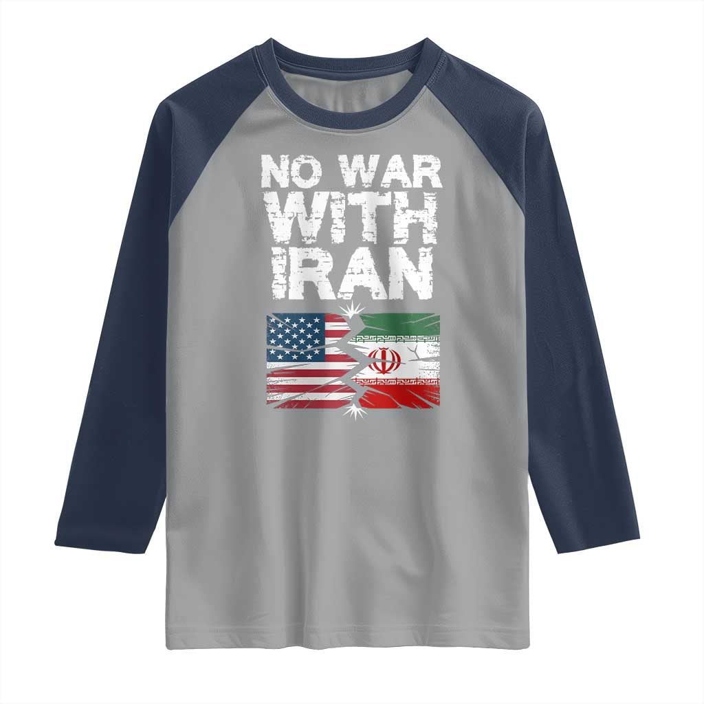 No War With Iran Raglan Shirt Support Iranian People Peace