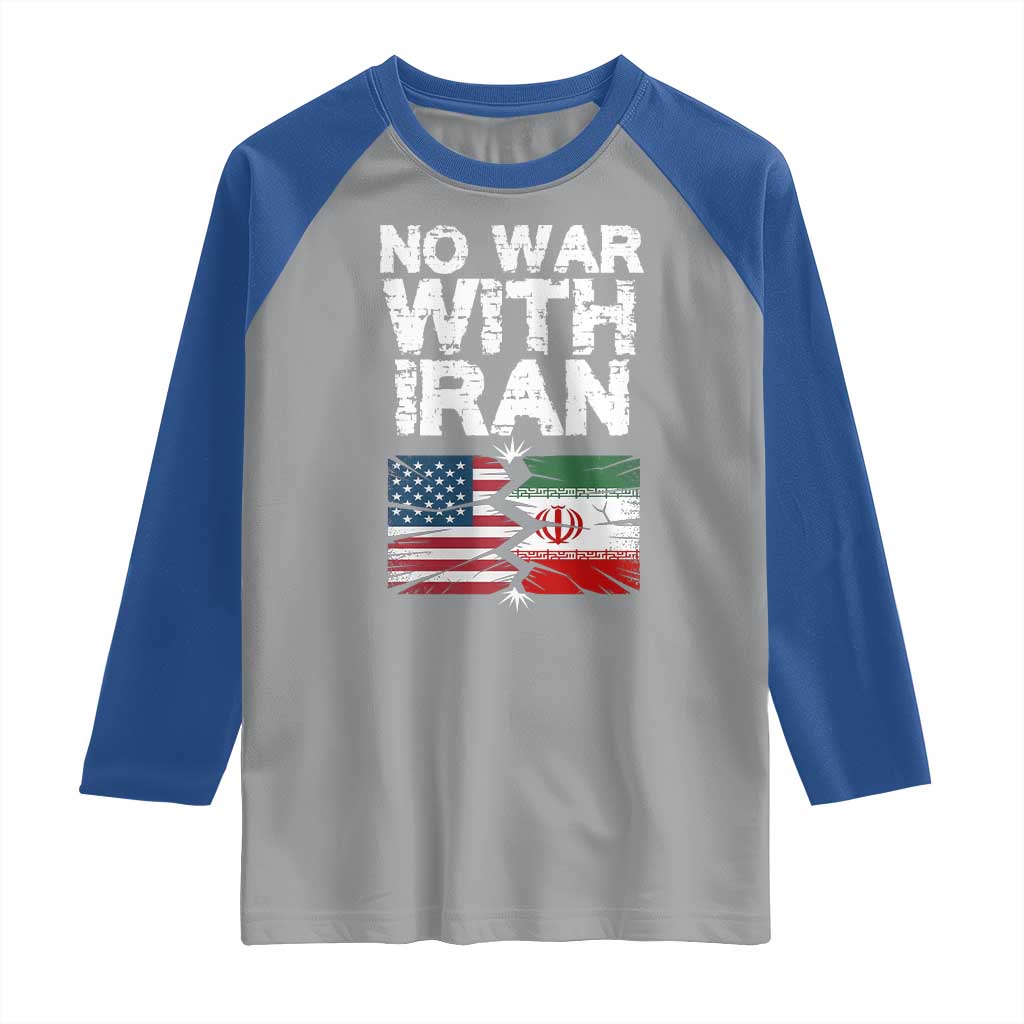 No War With Iran Raglan Shirt Support Iranian People Peace
