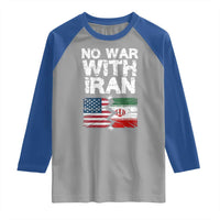 No War With Iran Raglan Shirt Support Iranian People Peace