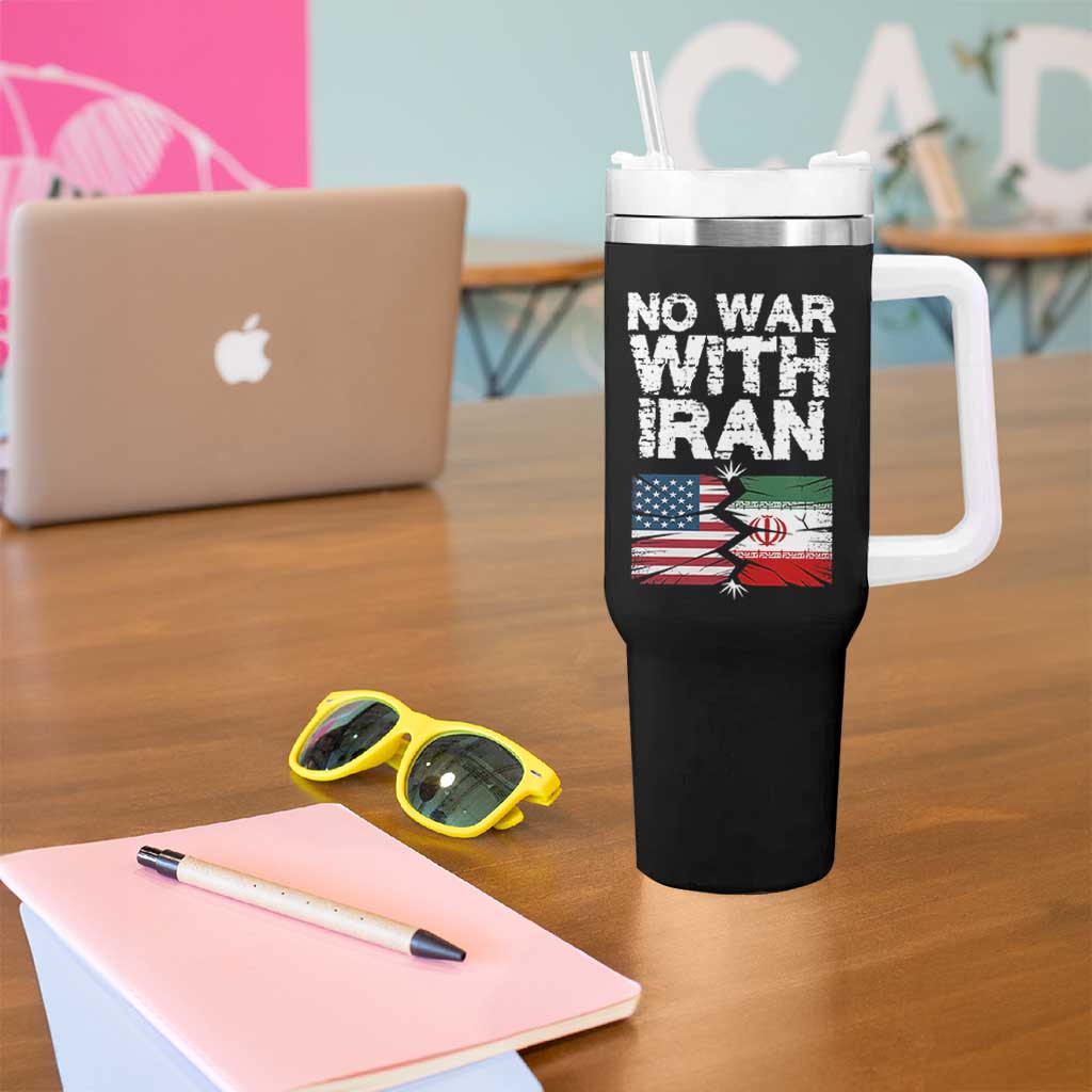 No War With Iran Tumbler With Handle Support Iranian People Peace