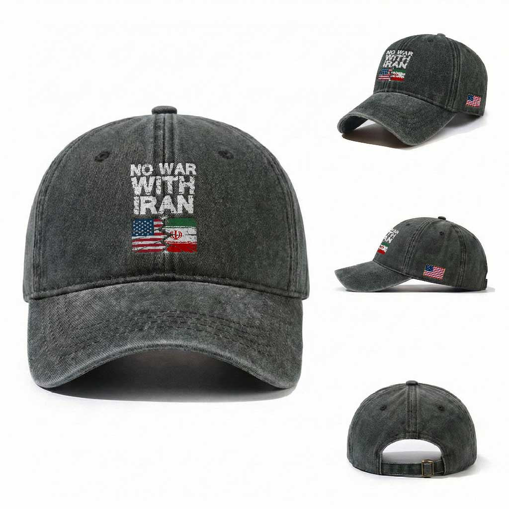 No War With Iran Washed Cotton Baseball Cap Support Iranian People Peace