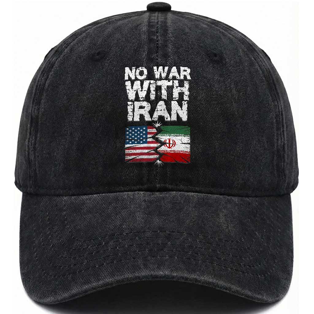No War With Iran Washed Cotton Baseball Cap Support Iranian People Peace