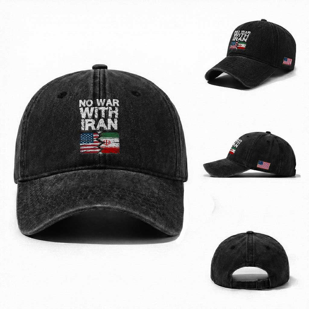 No War With Iran Washed Cotton Baseball Cap Support Iranian People Peace