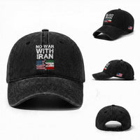 No War With Iran Washed Cotton Baseball Cap Support Iranian People Peace