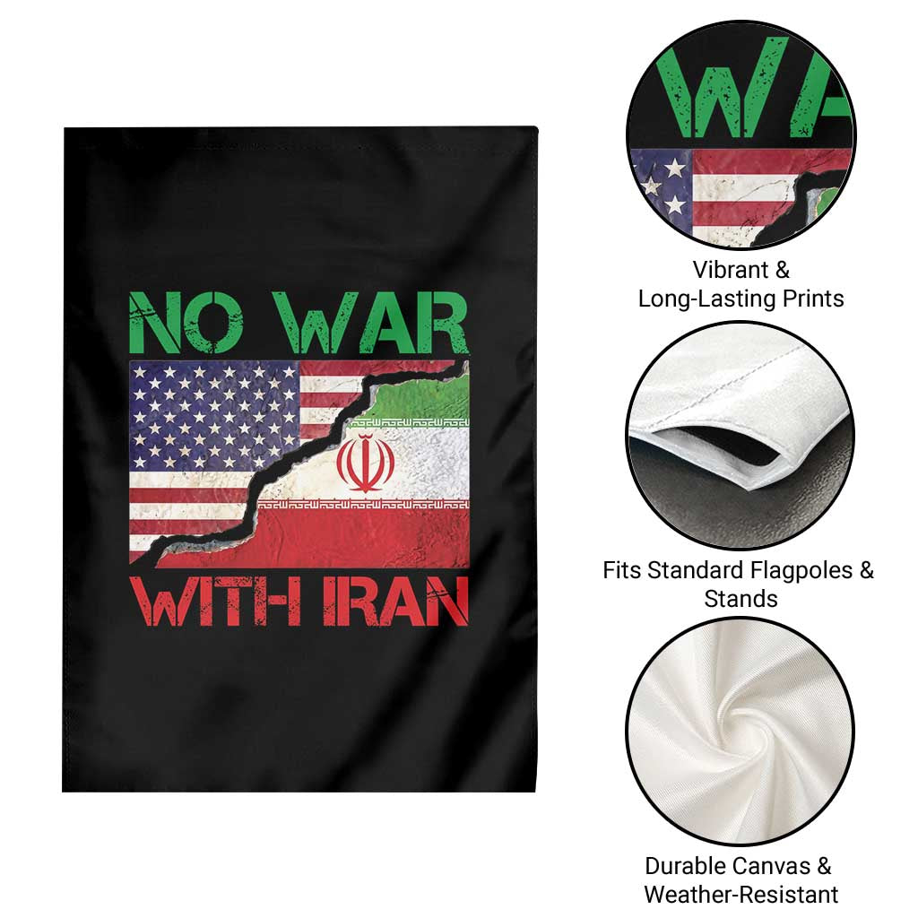 No War With Iran Garden Flag Middle East Freedom
