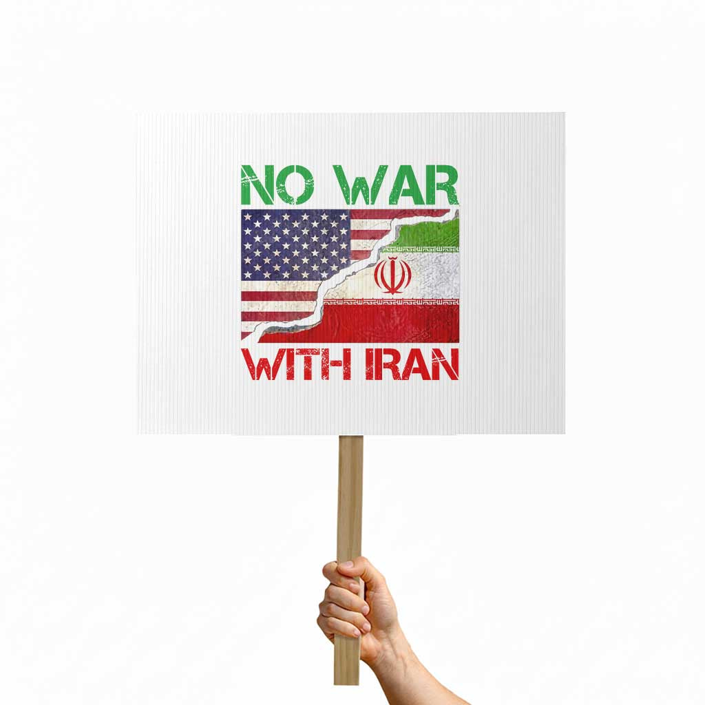 No War With Iran Protest Sign Middle East Freedom