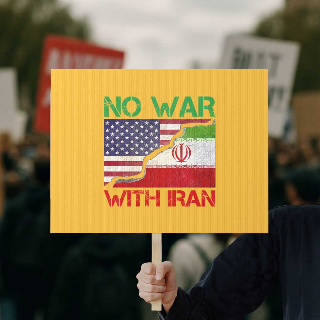 No War With Iran Protest Sign Middle East Freedom