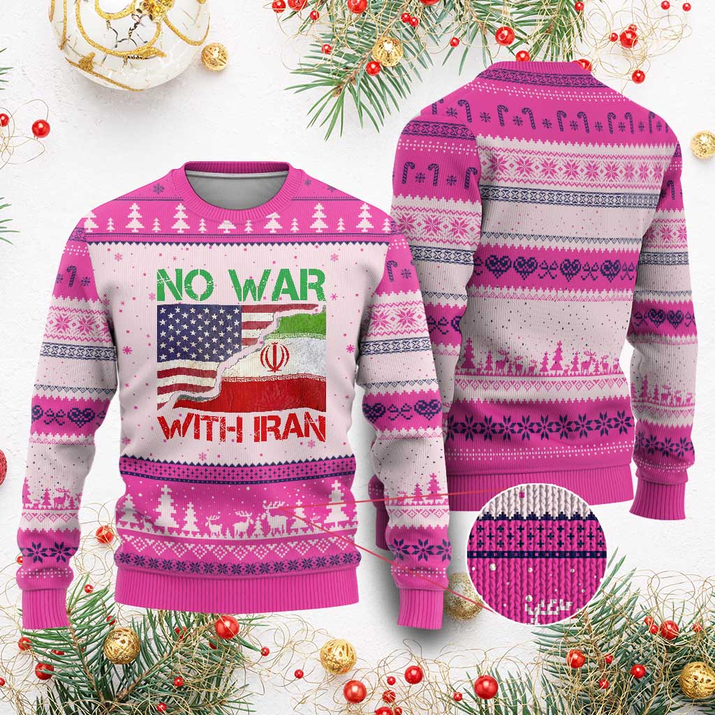 No War With Iran Ugly Christmas Sweater Middle East Freedom