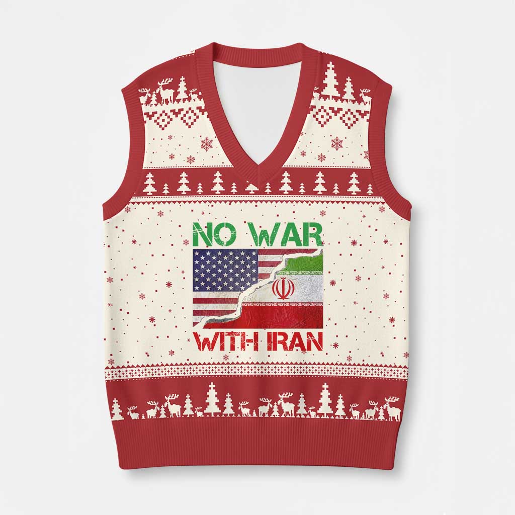 No War With Iran V-Neck Knit Sweater Vest Middle East Freedom