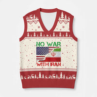 No War With Iran V-Neck Knit Sweater Vest Middle East Freedom