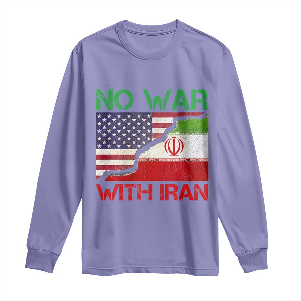 No War With Iran Long Sleeve Shirt Middle East Freedom