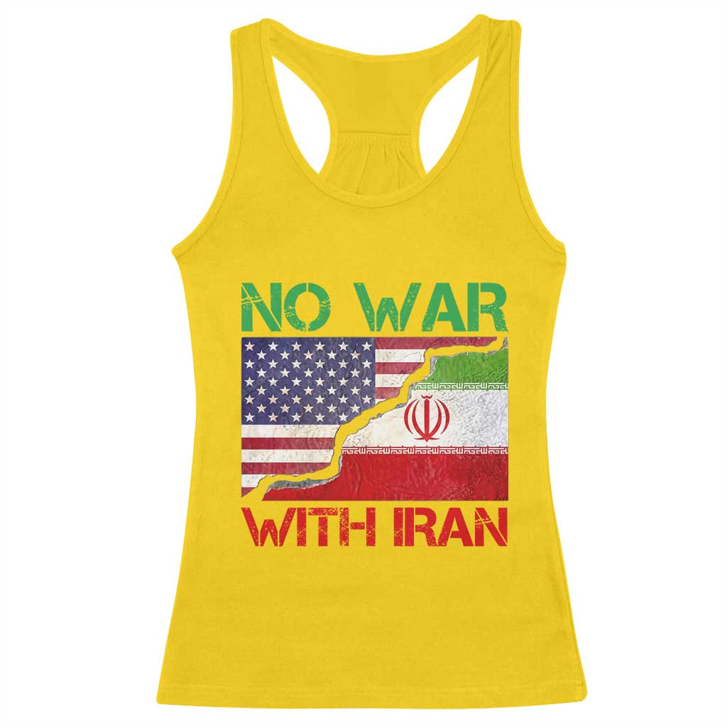 No War With Iran Racerback Tank Top Middle East Freedom