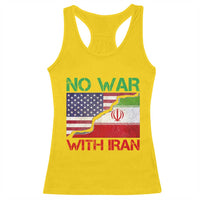 No War With Iran Racerback Tank Top Middle East Freedom