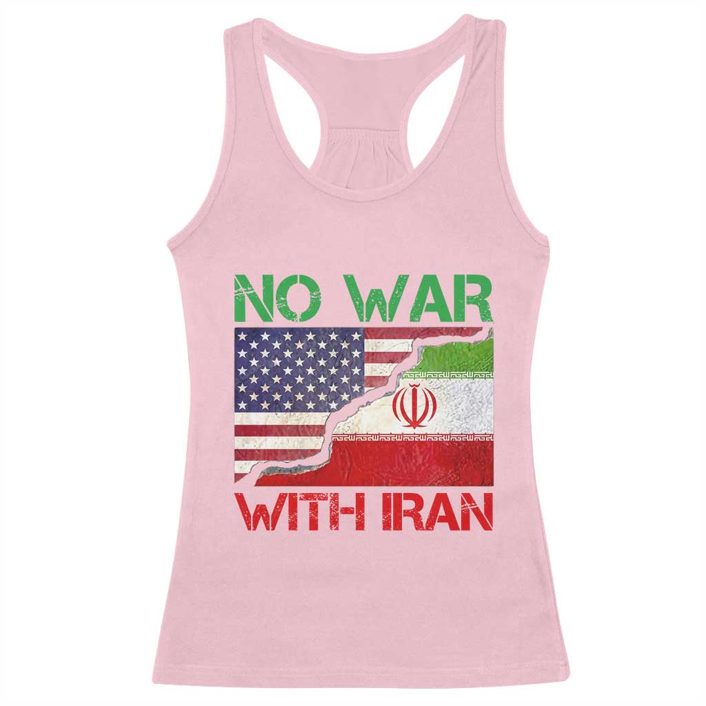 No War With Iran Racerback Tank Top Middle East Freedom