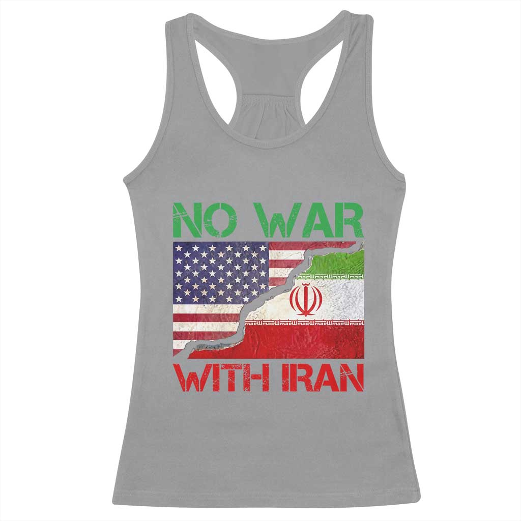 No War With Iran Racerback Tank Top Middle East Freedom