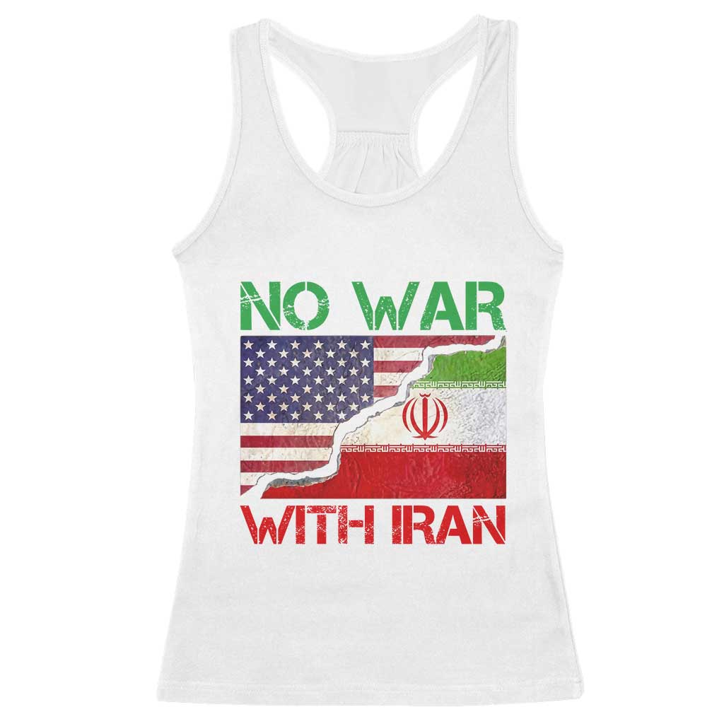 No War With Iran Racerback Tank Top Middle East Freedom