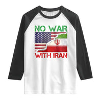 No War With Iran Raglan Shirt Middle East Freedom