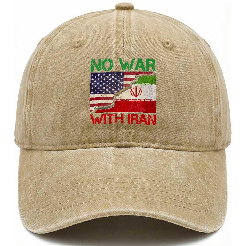 No War With Iran Washed Cotton Baseball Cap Middle East Freedom