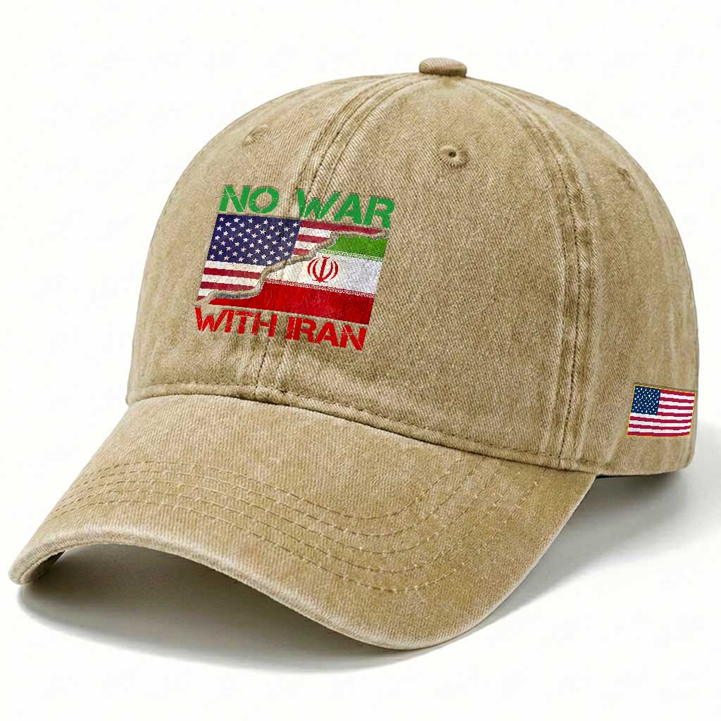 No War With Iran Washed Cotton Baseball Cap Middle East Freedom