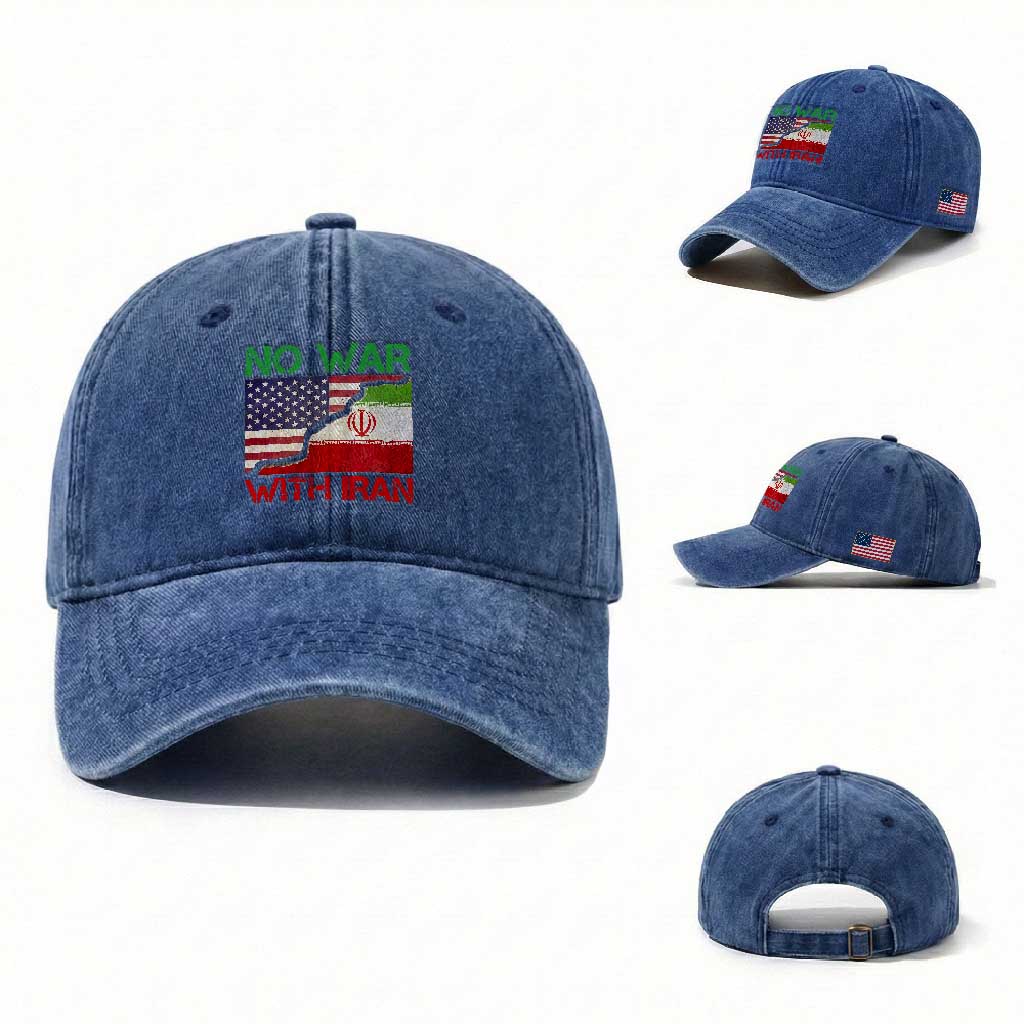 No War With Iran Washed Cotton Baseball Cap Middle East Freedom