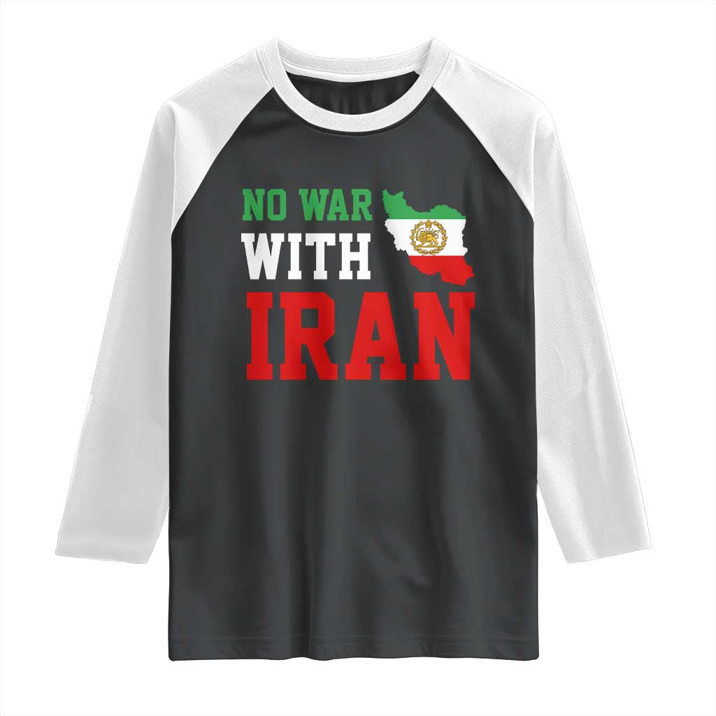 No War With Iran Raglan Shirt Iran Freedom Protest