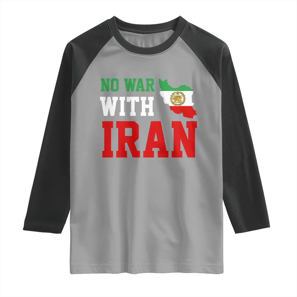 No War With Iran Raglan Shirt Iran Freedom Protest