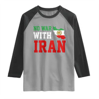 No War With Iran Raglan Shirt Iran Freedom Protest