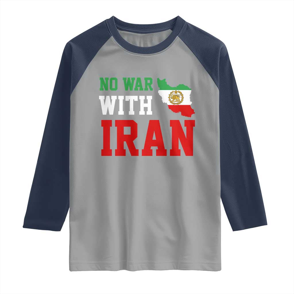 No War With Iran Raglan Shirt Iran Freedom Protest