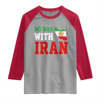 No War With Iran Raglan Shirt Iran Freedom Protest