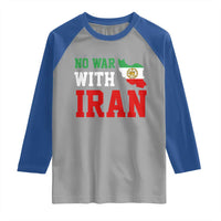 No War With Iran Raglan Shirt Iran Freedom Protest