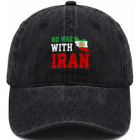No War With Iran Washed Cotton Baseball Cap Iran Freedom Protest