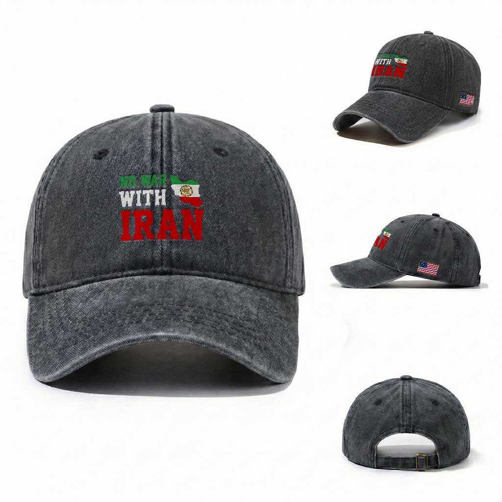 No War With Iran Washed Cotton Baseball Cap Iran Freedom Protest