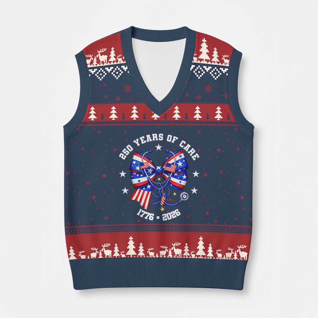 Nurse 250 Years Of Care V-Neck Knit Sweater Vest Patriotic American Nurse Gift