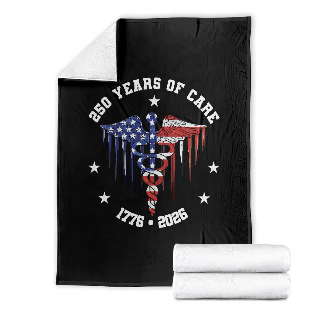 Patriotic Nurse 250 Years Of Care Throw Blanket Healthcare Worker Gift