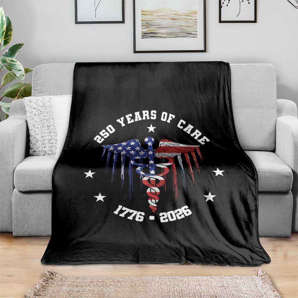 Patriotic Nurse 250 Years Of Care Throw Blanket Healthcare Worker Gift