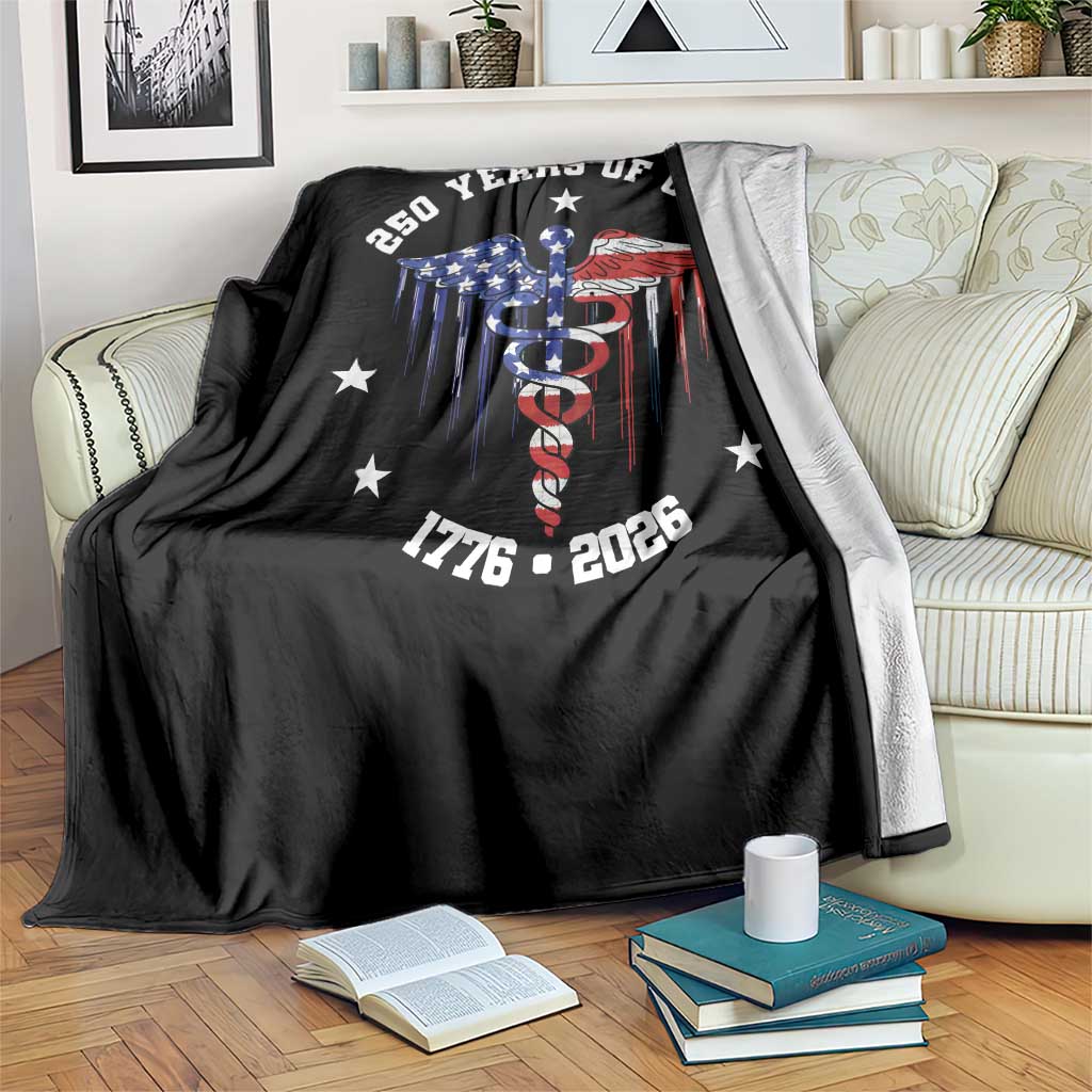 Patriotic Nurse 250 Years Of Care Throw Blanket Healthcare Worker Gift
