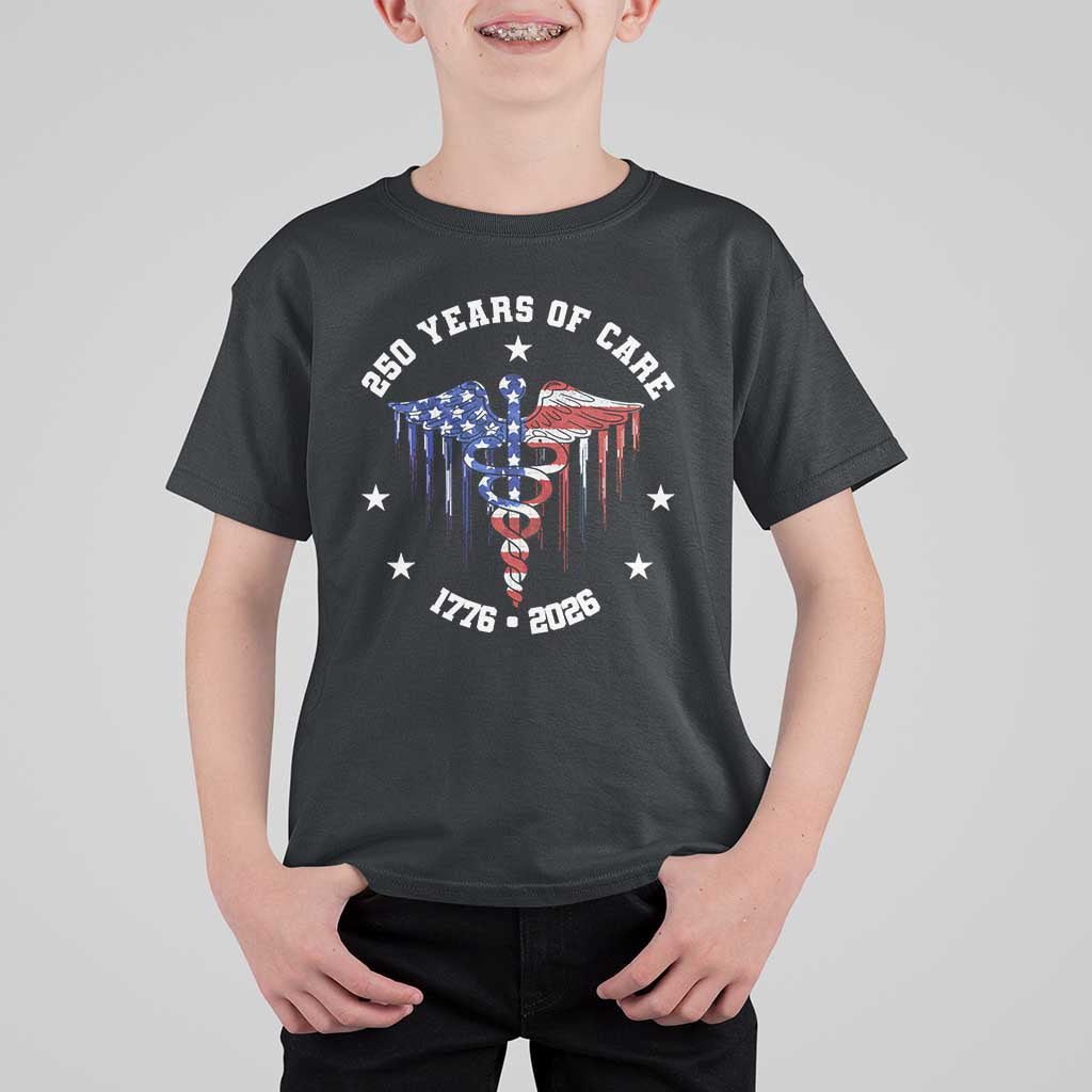Patriotic Nurse 250 Years Of Care T Shirt For Kid Healthcare Worker Gift