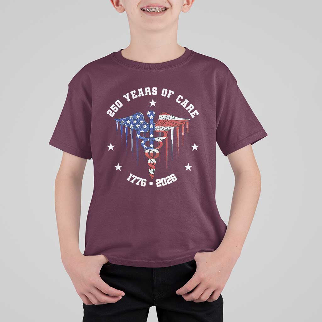 Patriotic Nurse 250 Years Of Care T Shirt For Kid Healthcare Worker Gift