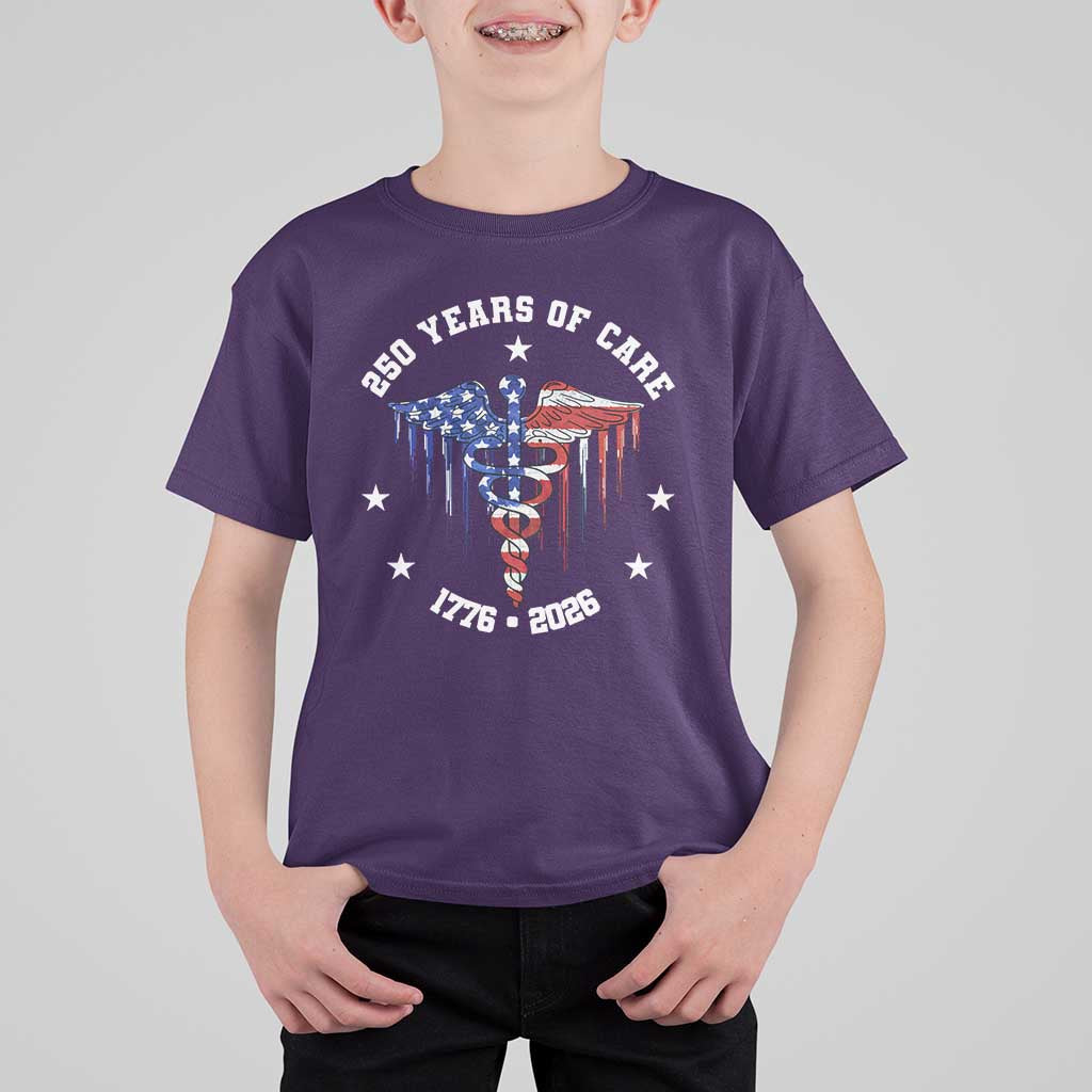 Patriotic Nurse 250 Years Of Care T Shirt For Kid Healthcare Worker Gift