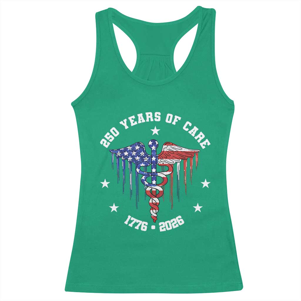 Patriotic Nurse 250 Years Of Care Racerback Tank Top Healthcare Worker Gift