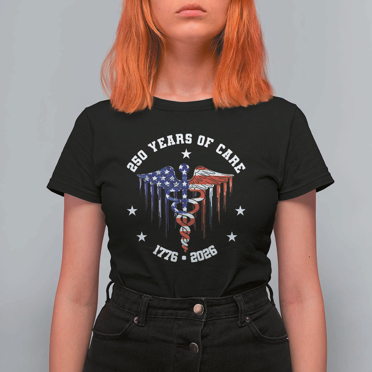 Patriotic Nurse 250 Years Of Care T Shirt For Women Healthcare Worker Gift